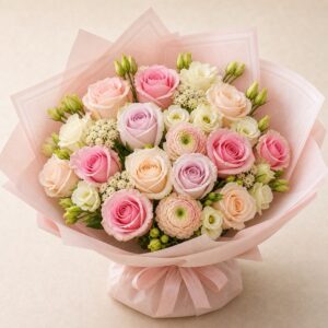 Pastellrosor i rosa omslag