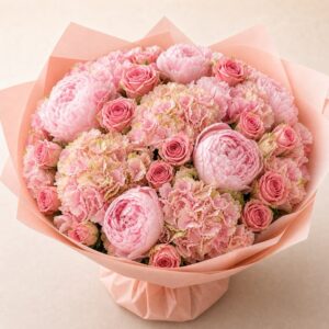 Rosa hortensia och pioner - Bild 1